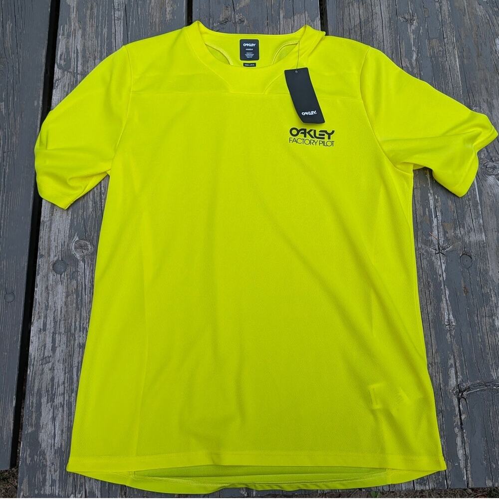 NWT Oakley Factory Pilot Lite MTB Cycling Jersey Sulphur Neon Yellow Men's L